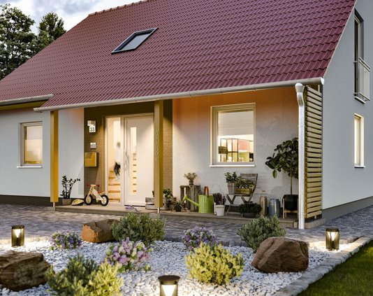 Mitwachshaus-Flair-148-Strasse-Vordach-2 Mitwachshaus Flair 148 mit Vordach